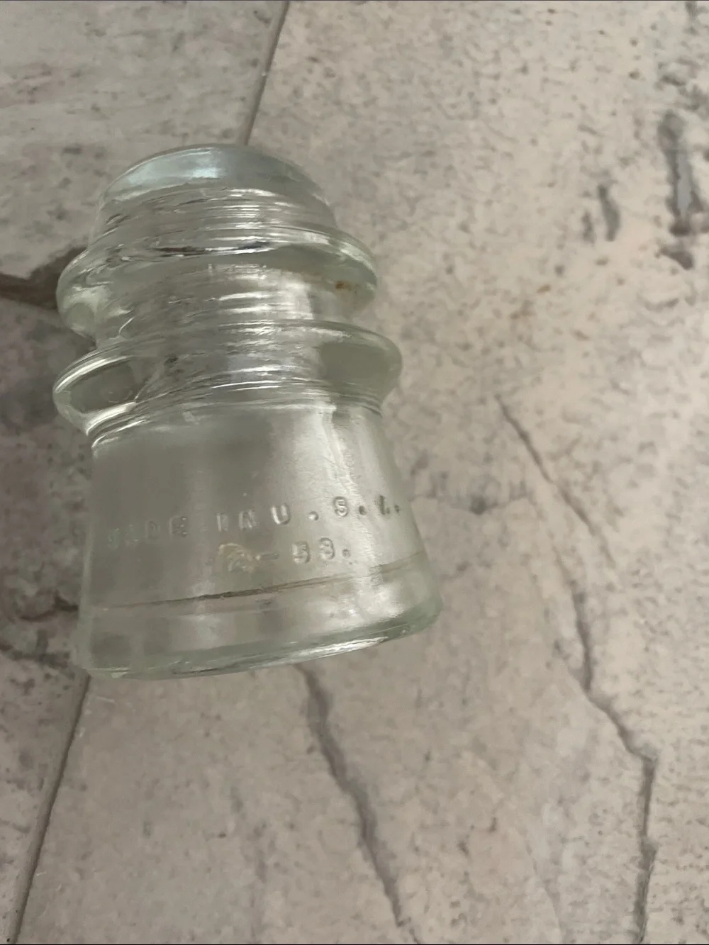 vintage clear glass telephone/telegraph